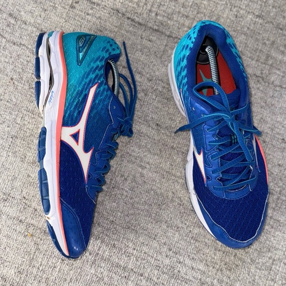 Mizuno Wave Rider 19 Women's Orange & Blue Running Shoe Size  9.8 - Picture 3 of 6